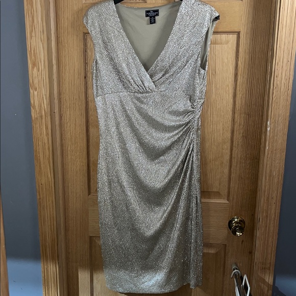 American Living (Launched by Ralph Laure) Shimmering Gold Midi Dress - Picture 1 of 8